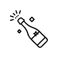Poster - Handdrawn champagne bottle with star label celebratory sparkles on celebration