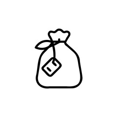 Poster - Outline a tied bag with a tag leaf on a sack money