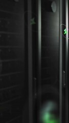 Poster - Animation of eco icons and data processing over computer servers