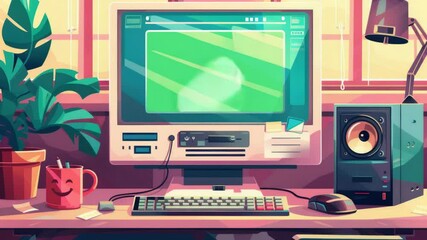 Poster - A computer monitor sits on a desk