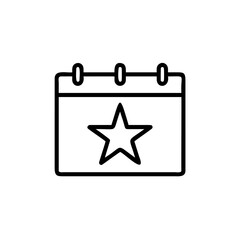 Aufkleber - Outline calendar icon with a star symbol on a simple handdrawn graphic vector