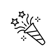 Poster - Party popper with stars confetti elements on celebration
