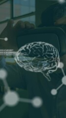 Poster - Animation of scientific data over caucasian man wearing vr headset in office