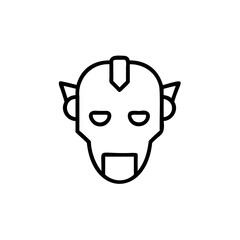 Poster - Robot head with stylized eyes ears on a face outline