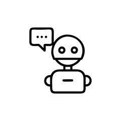 Aufkleber - Outlined robot with speech bubble containing three dots on a chatbot chat