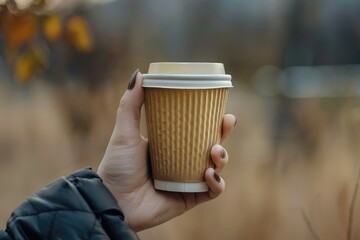 Fototapete - Premium Quality Image of Female Hand Holding a Coffee Paper Cup
