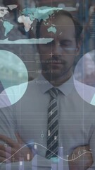 Poster - Animation of financial graphs over caucasian male warehouse worker