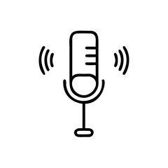 Poster - Outline microphone icon with sound waves on audio voice