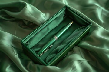 Fototapete - Pixel Perfect Picture of a Green Pen is in a Green Case with a Pen in it