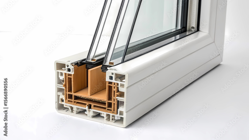 Explore the cross section of a modern upvc window frame showcasing its ...