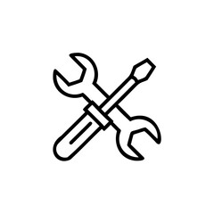 Poster - Outline a wrench screwdriver crossed on a tool tools