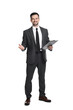 © New Africa - Professional psychologist with clipboard on white background