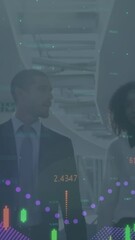 Poster - Animation of financial data processing over business people in office