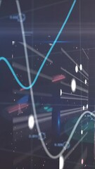Poster - Animation of financial graph over lights and black background