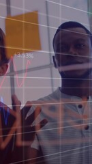 Poster - Animation of data processing over business people