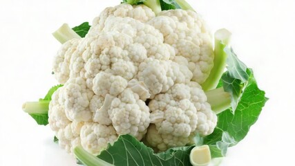 Poster - Close-up shot of a cauliflower head on a white surface, perfect for food-related and educational content