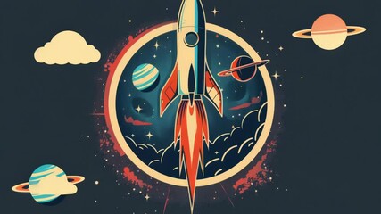 Wall Mural - space shuttle soaring through dark night sky with stars and moon in background