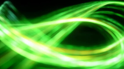 Poster - Dynamic Abstract of Glowing Green Light Trails Creating Infinite Loop Effect