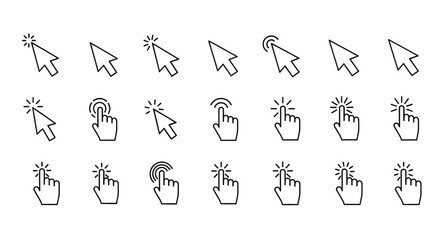 Fototapete - Cursor Icon Set - Collection of Hand and Arrow Pointer Symbols for Website and Application Interface Design