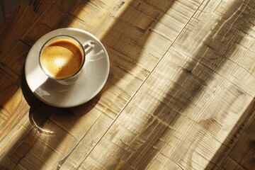 Fototapete - Clear Pixel Visual of High Angle View of Coffee and Glass on Table