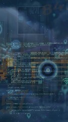 Poster - Animation of network of connections with icons over data processing