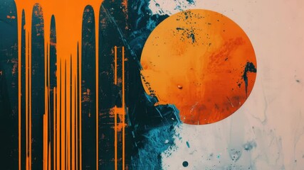 Aufkleber - A vibrant artwork featuring an orange and black sun against a colorful background