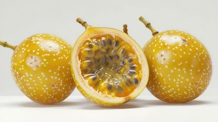 Poster - Fresh fruits arranged on a wooden table, perfect for a still life or interior design concept