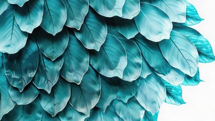 Aufkleber - Close-up shot of a single blue feather against a white background
