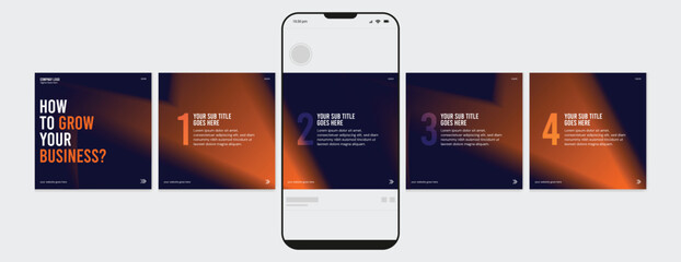 Wall Mural - business carousel post template for advertising, set of carousel post for instagram and linkedin, ed