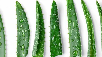 Aufkleber - A group of aloe vera plants arranged on a white surface