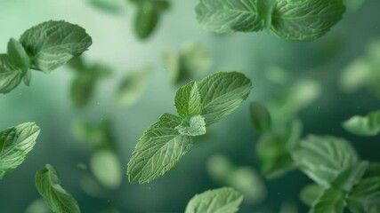 Aufkleber - A bunch of green leaves floating in the air