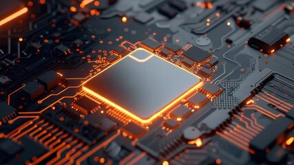 Leinwandbilder - Close-up view of a computer chip on a motherboard, suitable for technology-related illustrations or diagrams