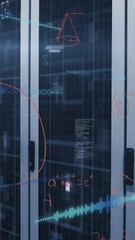 Poster - Animation of purple light trails over computer servers