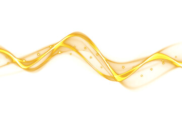 Canvas Print - abstract neon wave on transparent background. yellow glowing wavy line. design element. energy. gold