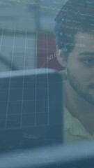 Poster - Animation of data processing over diverse business people in office