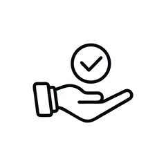 Poster - Outline hand offering a checkmark inside a circle on a approval