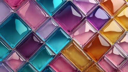 Poster - A vibrant mosaic of colorful glass tiles creates a captivating abstract pattern