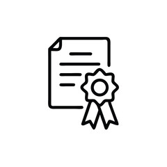 Poster - Outline document with lines a rosette symbol on paper certificate