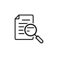 Poster - Line art document with horizontal lines magnifying glass on paper page