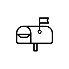 Poster - Outline mailbox with flag post on simple handdrawn design vector