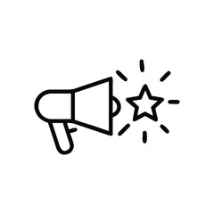 Aufkleber - Outline megaphone icon with a star emitting rays on a handdrawn symbol announcement