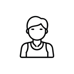 Poster - Line art icon a person wearing a tank top with short hair closed eyes symbol graphic