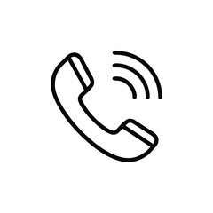 Aufkleber - Outline telephone handset icon with curved sound waves on a call communication