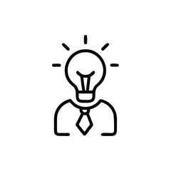 Aufkleber - Outline lightbulb head person with tie symbol idea innovation on vector