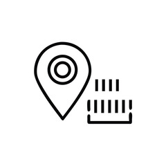 Aufkleber - Location pin symbol next to a stack vertical lines on a marker navigation