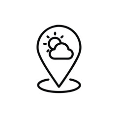 Aufkleber - Weather location pin icon with sun cloud symbols on a vector