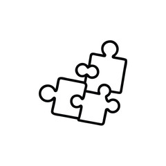 Aufkleber - Three handdrawn puzzle pieces overlapping on a representing teamwork problem solving