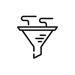 Poster - Line art funnel symbol with curved handles horizontal lines on a filter icon