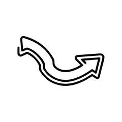 Poster - Handdrawn arrow symbol pointing right with curved design double outline on direction
