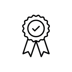 Poster - Award ribbon symbol with checkmark inside a circle on vector